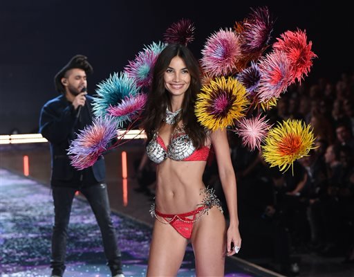 Model Lily Aldridge walks the runway wearing the  million 2015 Fireworks Fantasy Bra, as The Weeknd performs during the 2015 Victoria's Secret Fashion Show at the Lexington Armory on Tuesday, Nov. 10, 2015, in New York. The Victorias Secret Fashion Show will air on CBS on Tuesday, December 8th at 10pm EST. (Photo by Evan Agostini/Invision/AP)