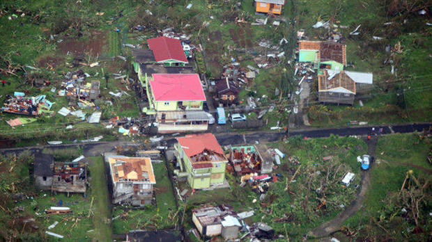 Homes damaged by Hurricane Maria are seen in this aerial photo over the island of Dominica Sept. 19, 2017. 