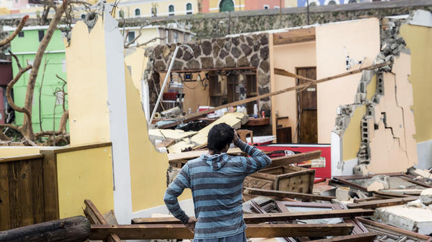 Damaged homes are seen in the La Perla neighborhood the day after Hurricane Maria made landfall on Sept. 21, 2017, in San Juan, Puerto Rico. 