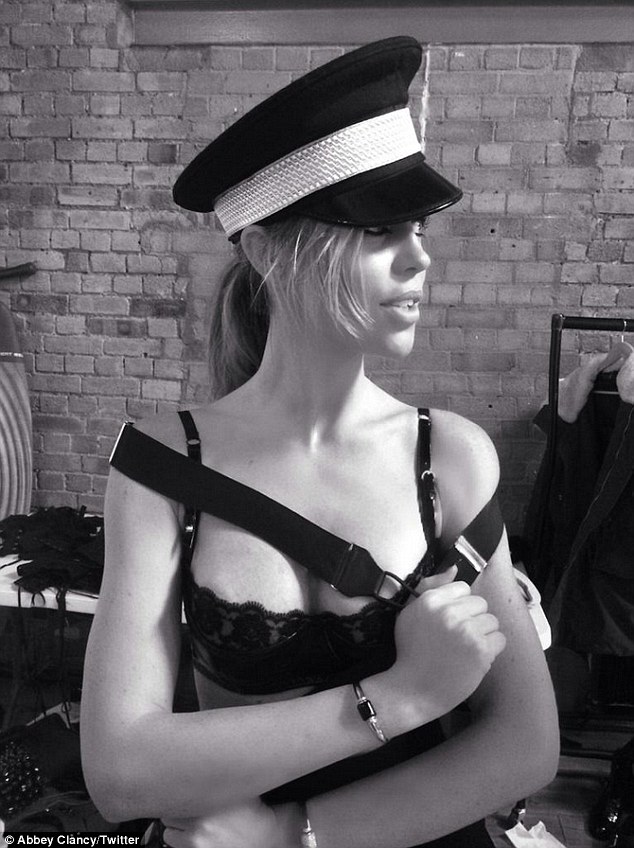 Aye aye captain! Abbey Clancy posted a racy lingerie picture to her Twitter page on Monday