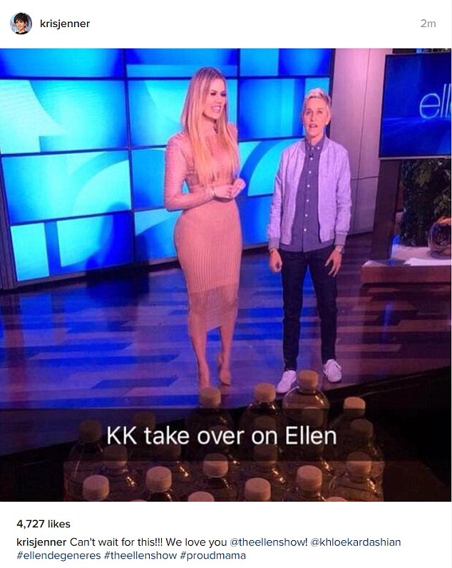 Mama bear likes it: Kris Jenner shared this image of Khloe on the show; even though she wore a slip, her dress still looked see through