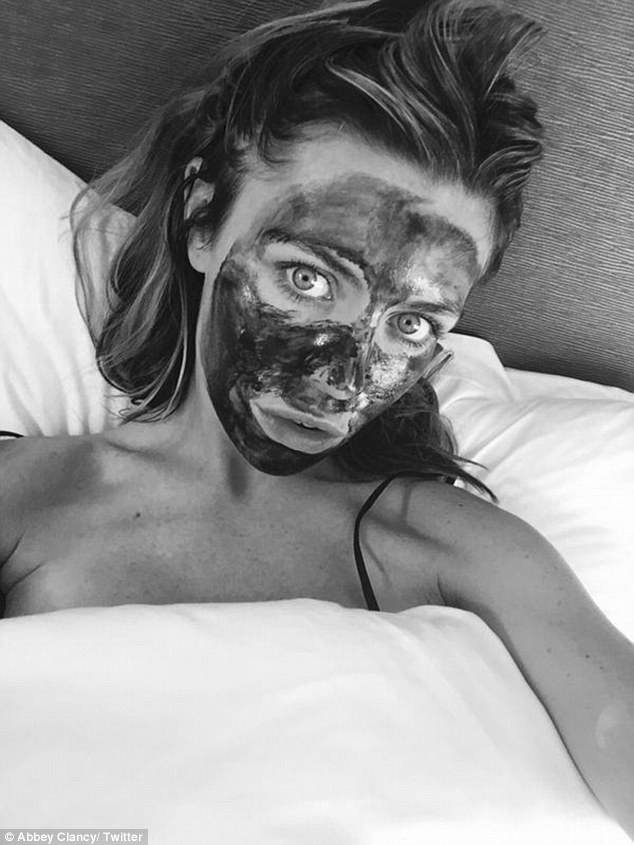 What a difference a day makes: On Monday she set pulses racing by sharing a sizzling picture of herself in sexy lingerie, but Abbey Clancy's followers will have been less happy by Tuesday's face mask selfie