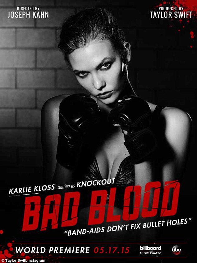 'Catastrophe vs. Knockout': The 1989 hitmaker captioned the latest character poster of herself metioning Karlie Kloss' character name, maybe alluding to a plot in the upcoming Bad Blood clip