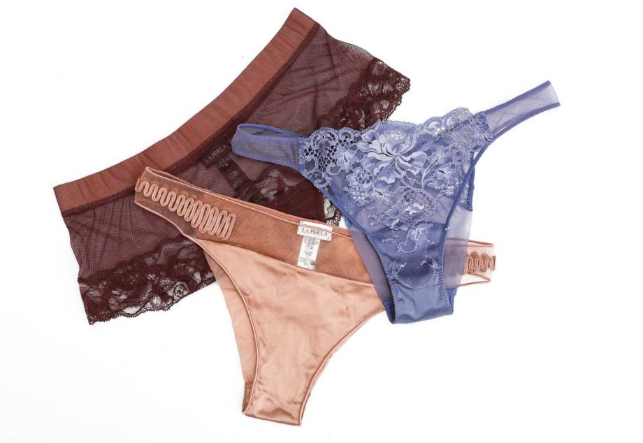 La Perla lingerie sets, from left: Idylle balcony culottes ($148); Zigzag Soutache Brazilian brief ($204); El Color Rojo Brazilian brief ($138). Photo: Russell Yip / The Chronicle / ONLINE_YES