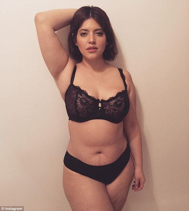 Body talk: Denise followed up the video with an image of herself wearing the lingerie, which she captioned with another body-positive message, telling her followers to 'stop trying to be perfect and just be free'