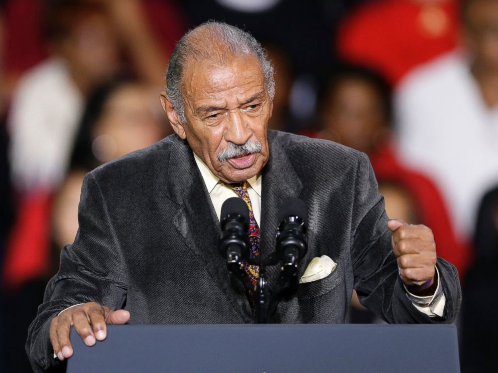 In this Nov. 1, 2014, file photo, Rep. John Conyers, D-Mich., speaks at Wayne State University in Detroit.