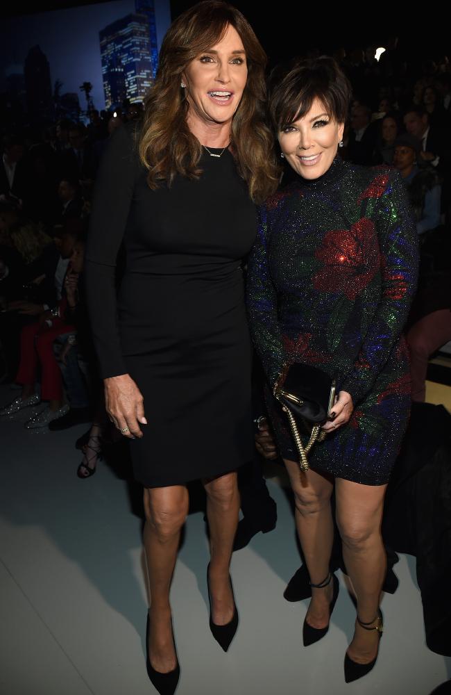 Proud parents ... there were no Kardashians at the show but Kendalls parents Caitlyn Jenner and Kris Jenner were front and centre. Picture: Dimitrios Kambouris/Getty Images for Victoria's Secret