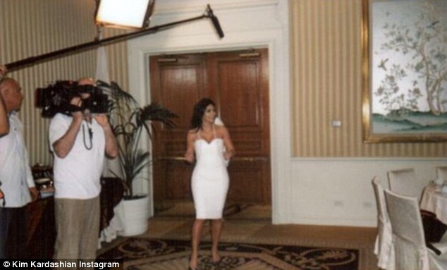 Lights, camera, action: Kim was captured by cameras as she made her way to her bridal shower