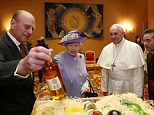 Gifts fit for a Queen: The royal couple gave the Pope a huge hamper