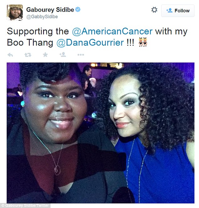 'With my boo thang!' Gabourey - who's currently penning a 2017 memoir - later tweeted a snap of herself with The Astronaut Wives Club's Dana Gourrier