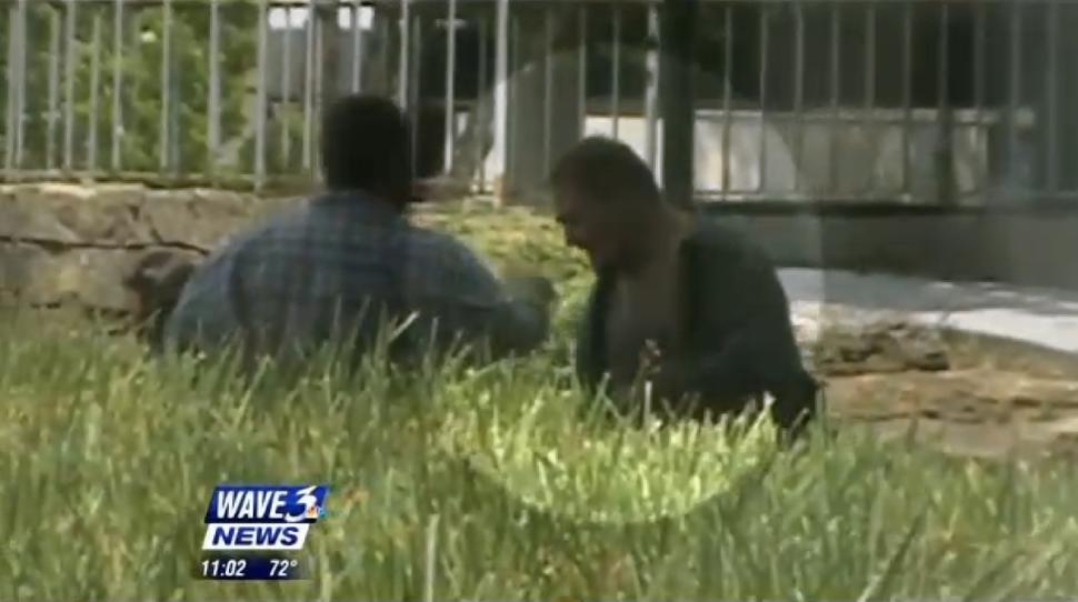 ‘I not faking nothing,’ the man told WAVE 3, while insisting the reporter put the camera away. 