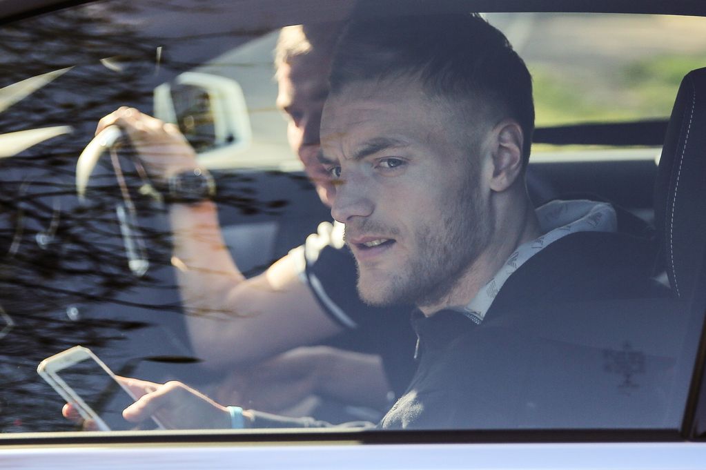 Jamie Vardy leaves his house this morning