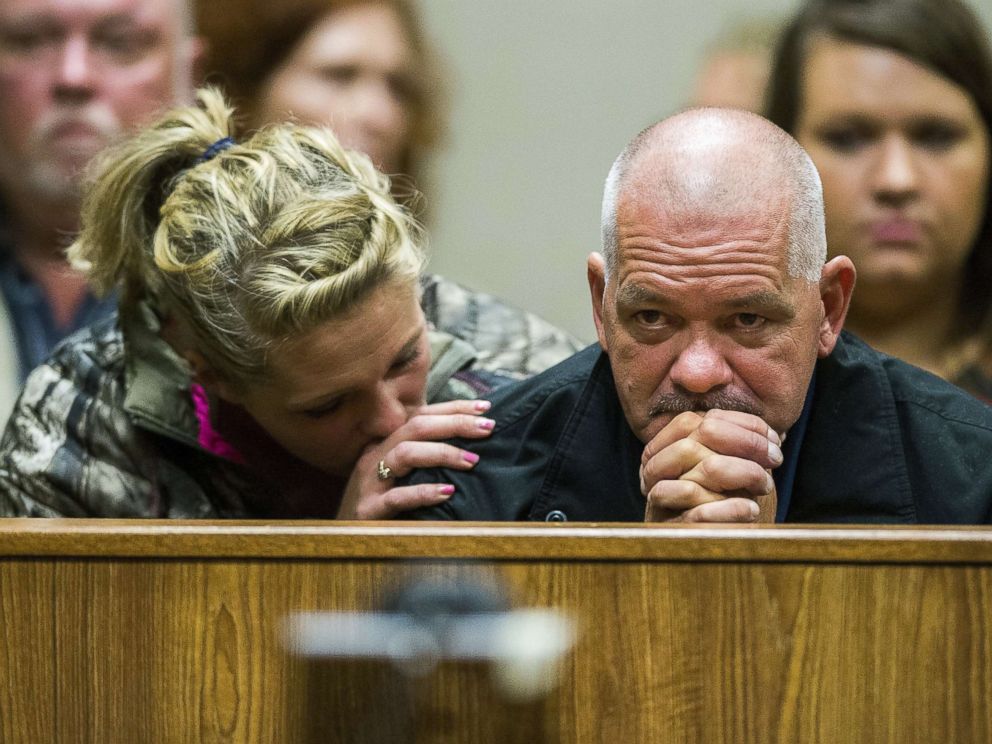 PHOTO: Family of Ken White, who was killed when a rock was thrown from an overpass on Interstate 75, listen as the alleged perpetrators are arraigned on Oct. 24, 2017, in Genesee County District Court in downtown Flint, Mich.