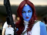 Allie Shaughnessy dressed as the X-Men mutant Mystique for Comic Con