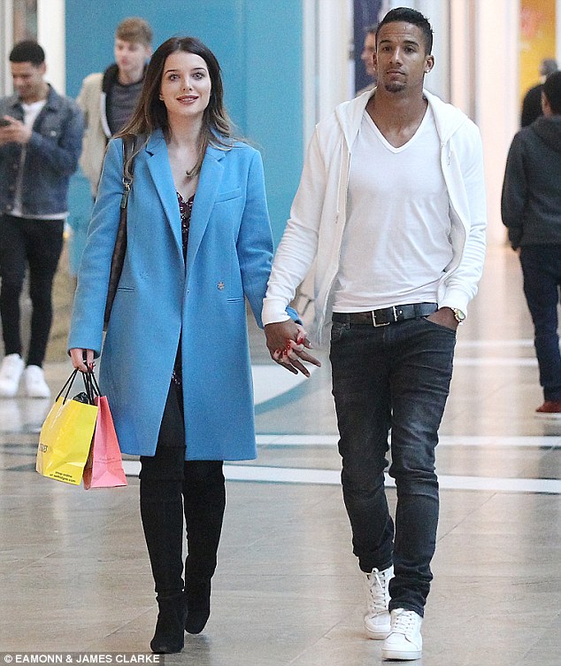 Shopping up a storm: Helen Flanagan brought her boyfriend Scott Sinclair with her as she shopped for lingerie in Manchester on Wednesday 