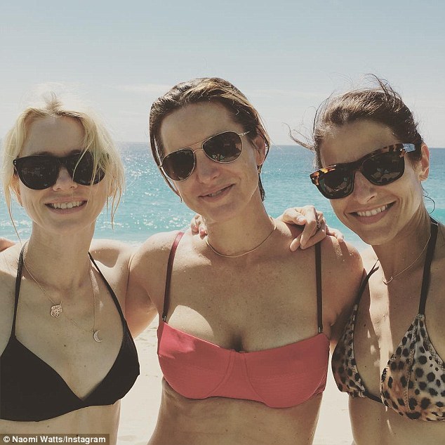 Good times: She also shared another picture with her friends, alongside the words, 'Beach time with the ladies'