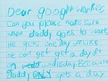 Adorable: A little girl reportedly wrote this letter to her dad's boss at Google asking if he could have a day off for his birthday