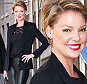 An exuberant Katherine Heigl arrives at 'The View' in NYC wearing black leather pants.nnPictured: Katherine HeiglnRef: SPL1267583  200416  nPicture by: Fortunata / Splash NewsnnSplash News and PicturesnLos Angeles: 310-821-2666nNew York: 212-619-2666nLondon: 870-934-2666nphotodesk@splashnews.comn