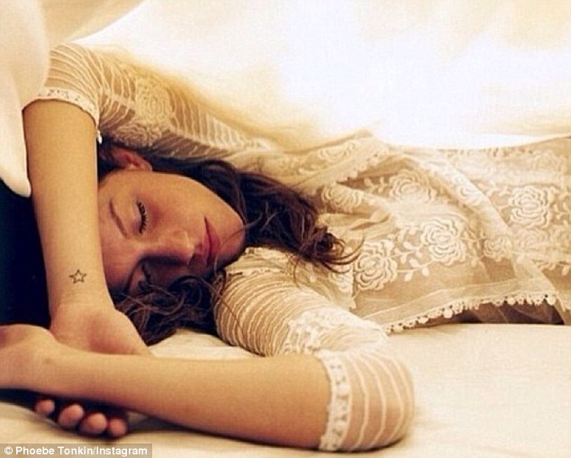 Angelic beauty: The actress recreated the bed pose in a candid snap for her Instagram fans on Sunday