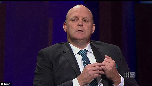 Pictured is Billy Brownless speaking about his ex-wife's affair on the AFL Footy Show earlier this month