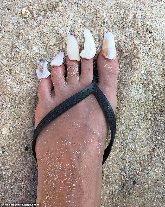 'Treated myself to a pedicure at the beach spa': The actress took to her social media sites to share snaps from her relaxing day out