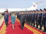 North Korea leader Kim Jong-Un and his wife Ri SOl Ju flew into the operational airfield in the west of the secretive country using his luxury private jet