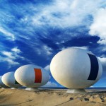 Mobile egg-shaped beach huts installed along a South Korean shoreline