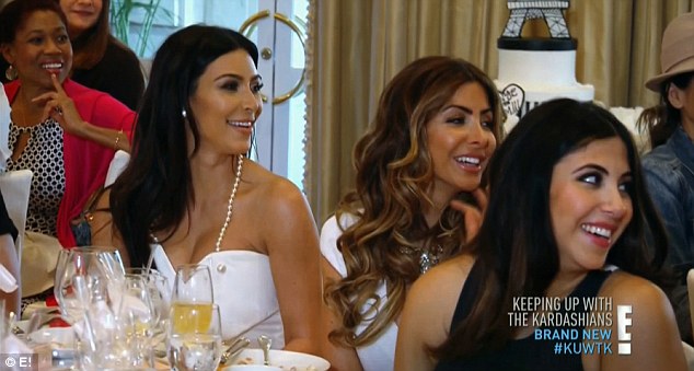 Me and my gals: Kim seemed delighted with the more extravagant than expected dinner