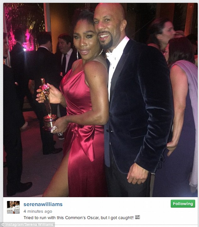 Gotcha! Common wasn't letting his gold statuette or Williams get away and happily posed for photos with the tennis ace, sparking rumors of a possible reunion