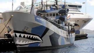 Sea Shepherd vessels Bob Barker anchored in Hobart, Tasmania