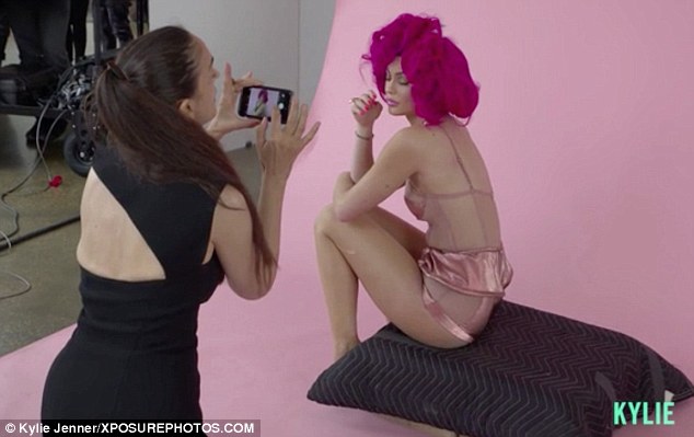 Racy look: Kylie Jenner is seen in some behind the scene snapshots from her recent Paper magazine shoot