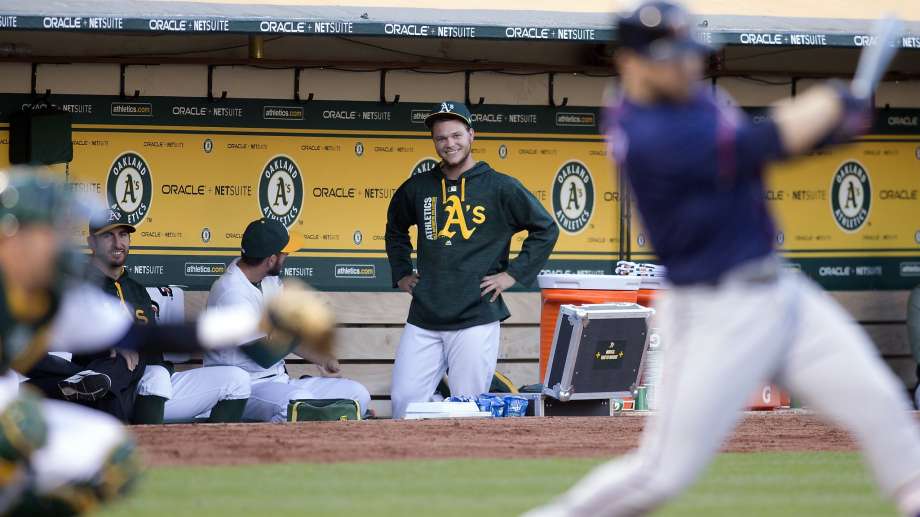 Oakland Athletics' Sonny Gray, right, talks with home plate umpire Tom Hellion before  a baseball game against the Minnesota Twins, Saturday, July 29, 2017, in Oakland, Calif. (AP Photo/D. Ross Cameron) Photo: D. Ross Cameron, Associated Press