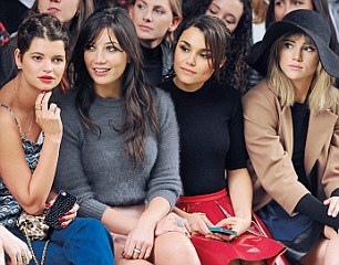 Daisy on the front row at the Topshop Unique show last year with, from left, Pixie Geldof, Samantha Barks and Suki Waterhouse