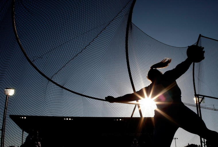 Sandra Perkovic of Croatia competes in the discus during day 1 of the IAAF Diamond League Nike Prefontaine Classic at the Hayward Field in Eugene, Oregon. (Jonathan Ferrey/Getty Images)