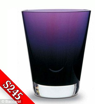 Baccara Mosaique small tumblers of various colors, priced at $245 each are also on the registry