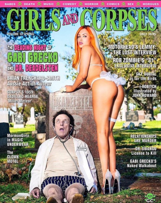 Revenge: Gabi Grecko shared the back cover of Girls and Corpses with her fans on Thursday, where she posed provocatively to flash her pert posterior in a racy white g-string.