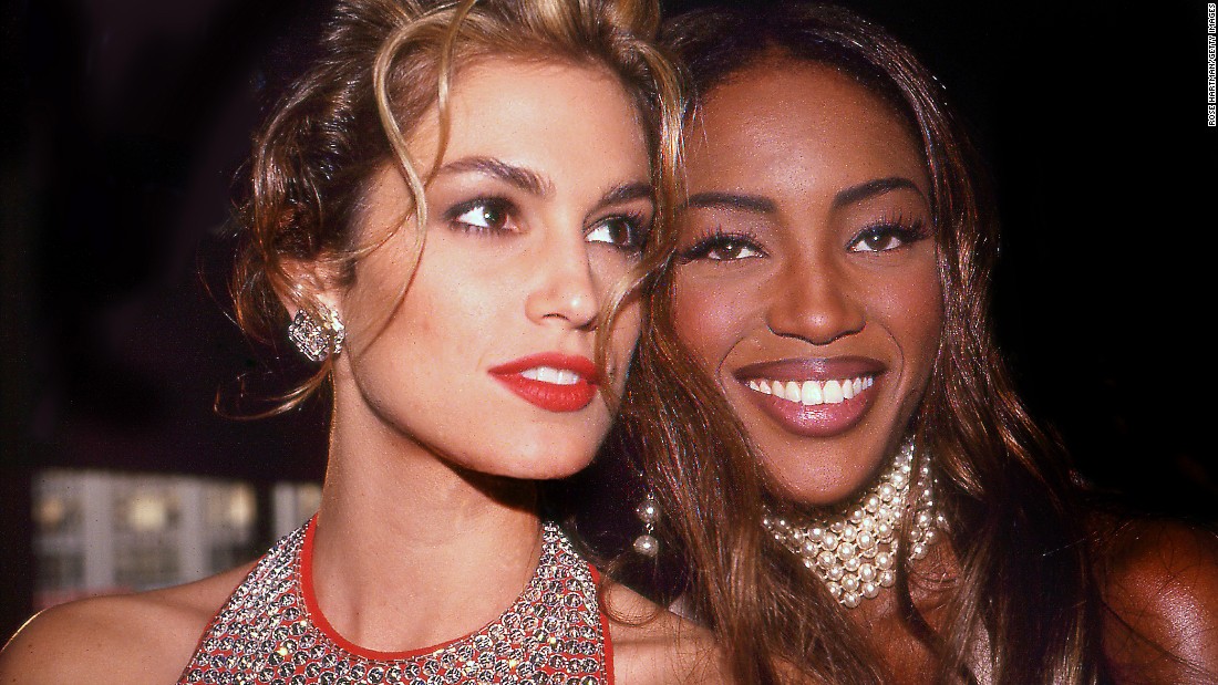 Crawford and fellow modeling superstar Naomi Campbell attend a private party in New York in 1992.