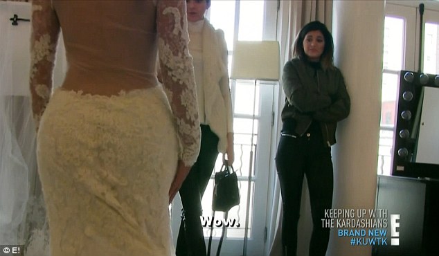 Wow: Kylie Jenner was among the first of the family to view Kim's wedding dress