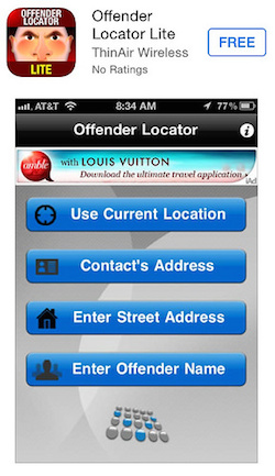 Sex offender app showing Louis Vuitton ad placement fail