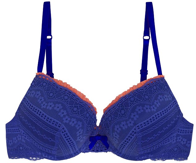 Ultra violet:This dazzling blue bra part of the Sweet and Sexy set with an orange trim is also popular - it will be on sale at Myer and David Jones from July 28th