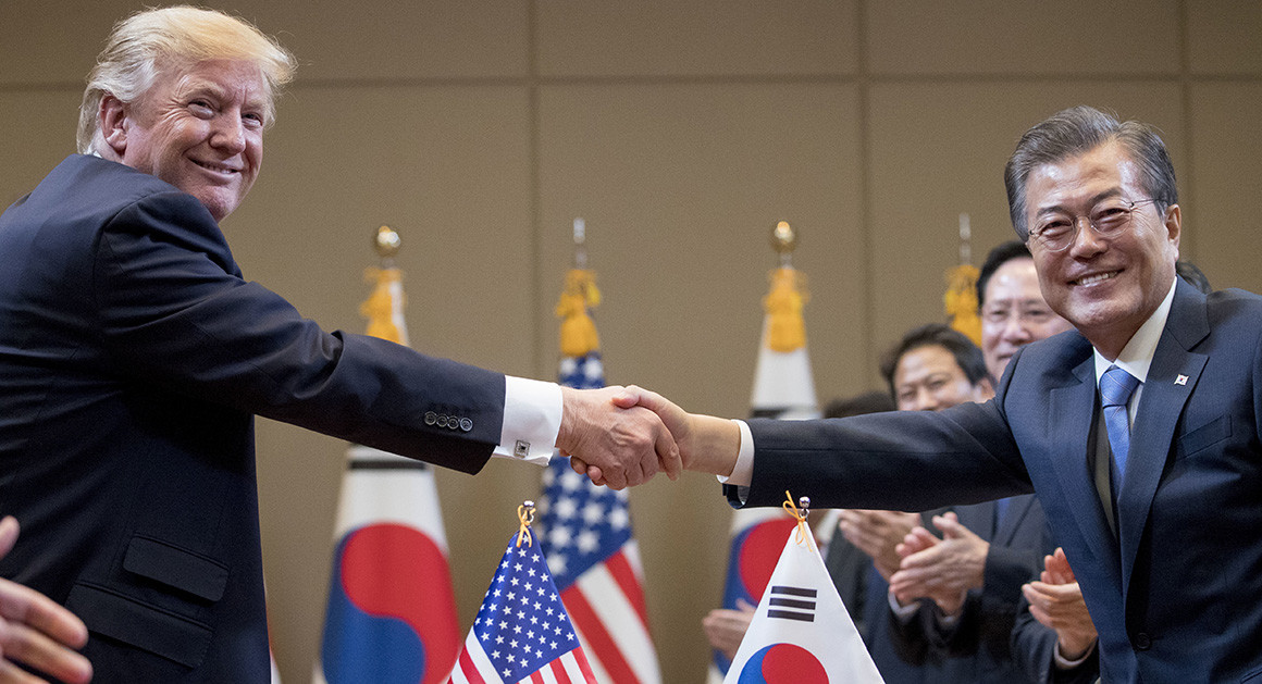 President Donald Trump, left, and South Korean President Moon Jae-in are pictured. | AP