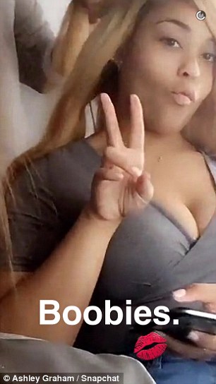 Getting ready: Jordyn also shared a Snapchat video of herself baring her cleavage while she was getting her hair done