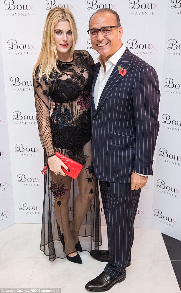 Main man: Ashley posed alongside Boux Avenue owner Theo Paphitis, who proudly unveiled his new Oxford Street store 