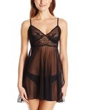 Natori Women's Ophelia Baby Doll Chemise, Black, X-Large