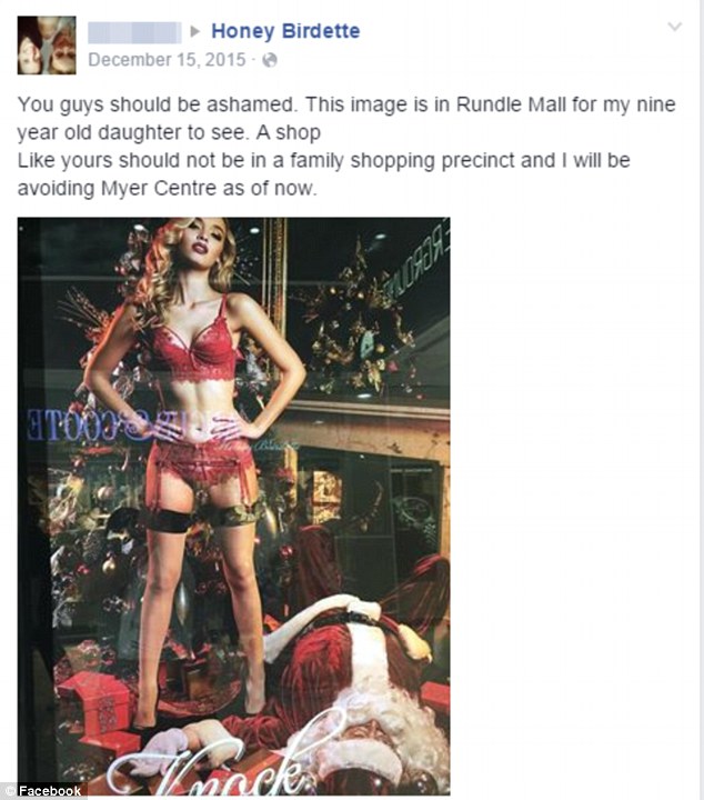 Honey Birdette, a boutique lingerie chain which has 44 stores across Australia, received a number of complaints on its Facebook page. Many were from parents concerned for their kids 