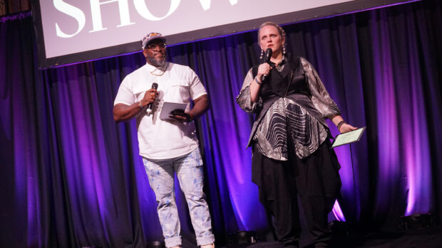 Hosts Yohannan Yogi Terrell and CCAD President Melanie Corn got the evening started.