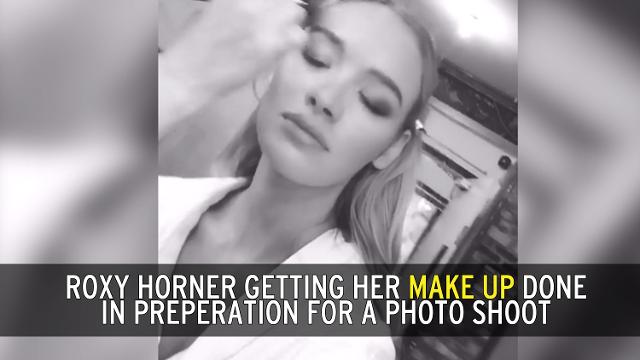 Roxy Horner getting her make up done in preparation for a photo shoot