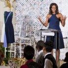 First lady Michelle Obama speaks at the Fashion Education Workshop, Wednesday, October 8, 2014, in the East Room of the White House in Washington