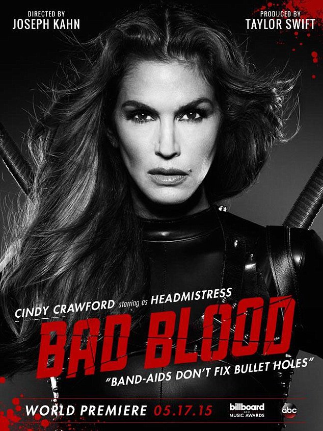 Iconic: Supermodel Cindy Crawford has been unveiled as the latest celebrity to star in Taylor Swift's Bad Blood music video