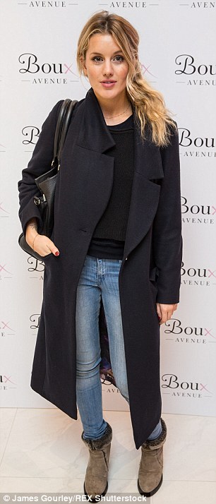 Similar look: Caggie also donned a long coat, black top and skinny jeans